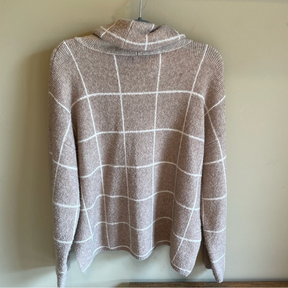 Madewell Windowpane Women’s Turtleneck Sweater Tan Size XL - Picture 8 of 10